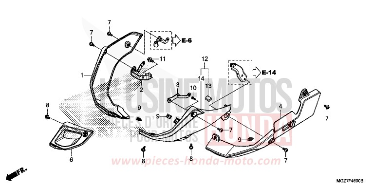 UNDER COWL for CB500X ABS MAT GUNPOWDER BLACK METALLIC (NH436) from 2014